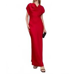 NEW DÈLUC dahlia cowl maxi dress in red